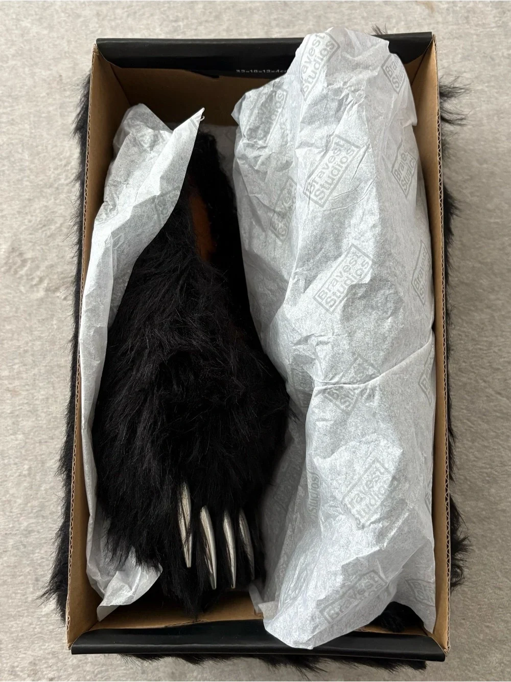 Bravest Studios Black Furry Kids Slippers with Silver Claws